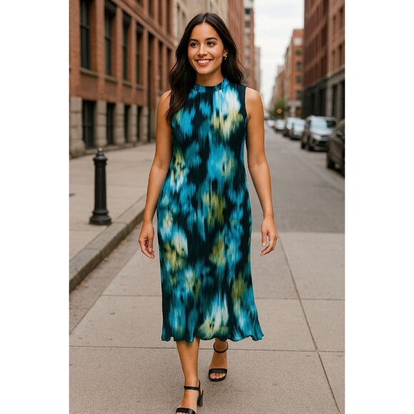 Future Collective Dresses & Skirts - Sleeveless Pleated Maxi Paisley Dress XS By Future Collective High Ruffle Neck